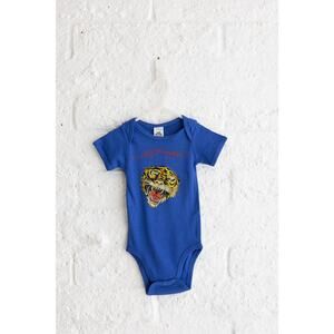 Ed Hardy Baby Tiger Graphic Bodysuit Blue NWT 9/12M Y2K 2009 Tattoo Style